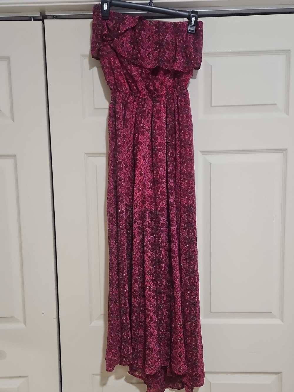 Hollister Hot Pink Floral Strapless Maxi